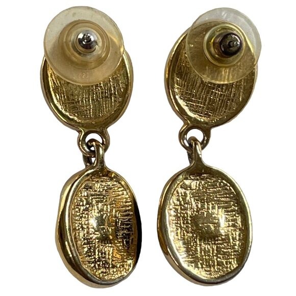 Onyx Pearl Drop Earrings Black Disc Post Backing u - Picture 4 of 4